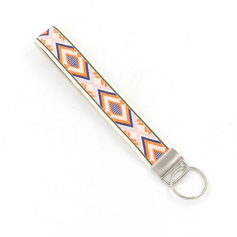 Bohemian Style Wristlet Keychain Antique Silver Polyester 2pcs 17cm 23