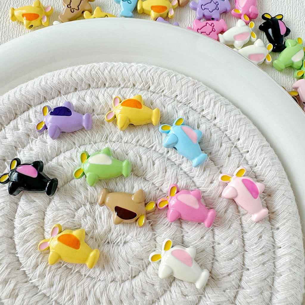 Car and Plane Metal Beads 8mm 16mm Baking Painted Alloy 20pcs 4