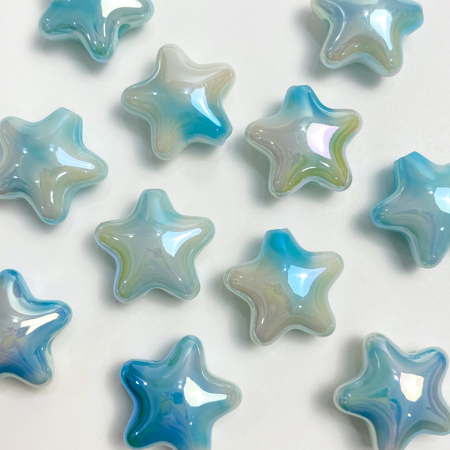 UV Plating Dual Color Cloud Gradient Star Acrylic Beads 22mm 50pcs 7