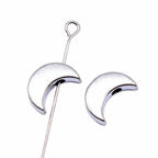 Moon Flat Metal Beads 12mm Silver Tone Zinc Alloy 50pcs 3