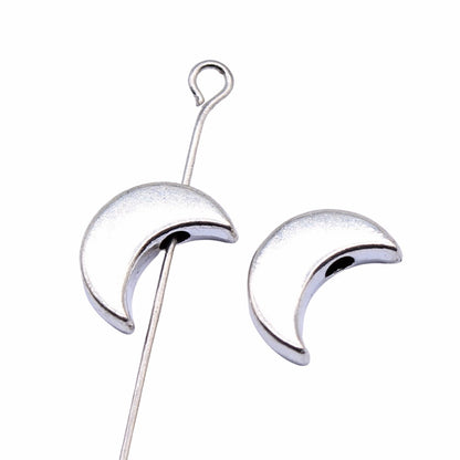 Moon Flat Metal Beads 12mm Silver Tone Zinc Alloy 50pcs 3