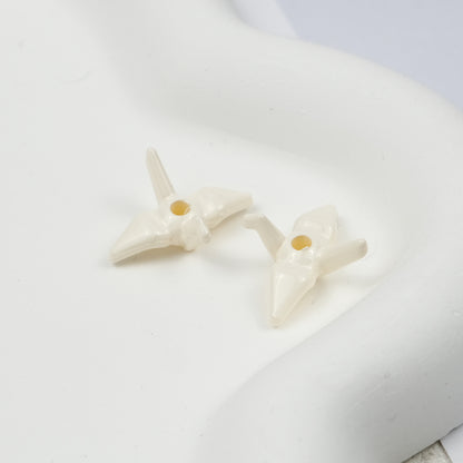 Painted Origami Crane Acrylic Beads 16mm Colorful Glossy 50pcs 16