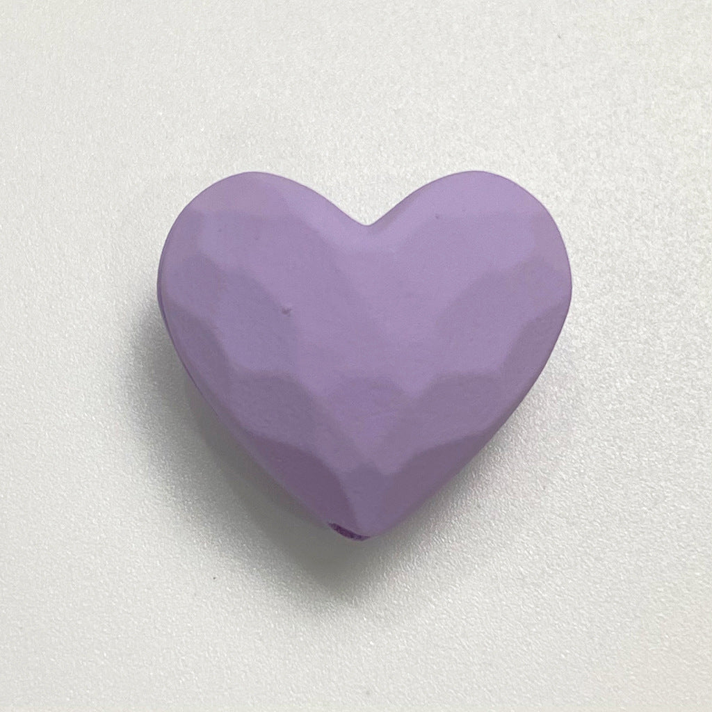 Rubberized Spray Painted Faceted Heart Acrylic Beads 19mm 50pcs 11