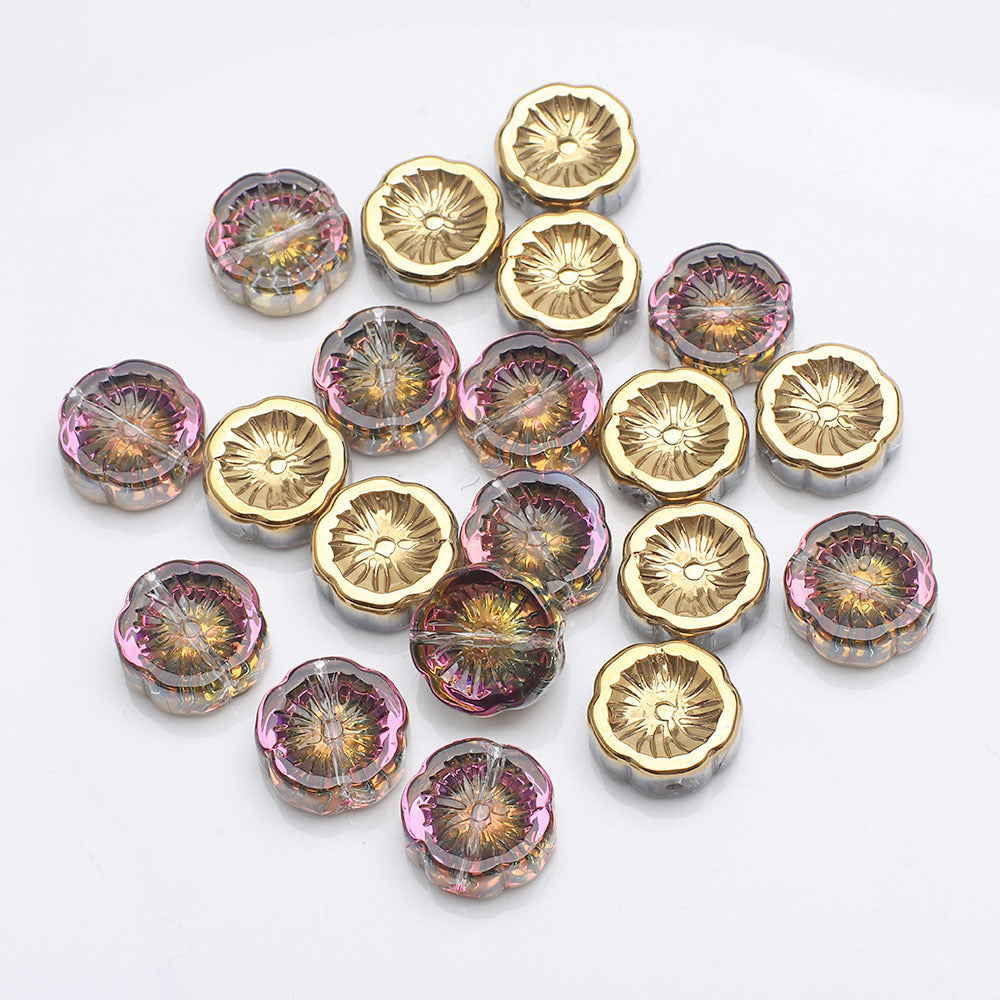 Electroplated Hawaiian Flower Glass Beads 14mm Transparent 20pcs 8
