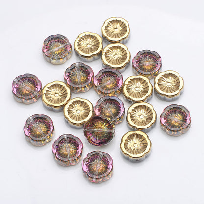 Electroplated Hawaiian Flower Glass Beads 14mm Transparent 20pcs 8