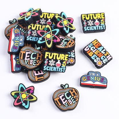 Silicone Focal Beads Science Tech Vibes Inspirational Letters 20pcs