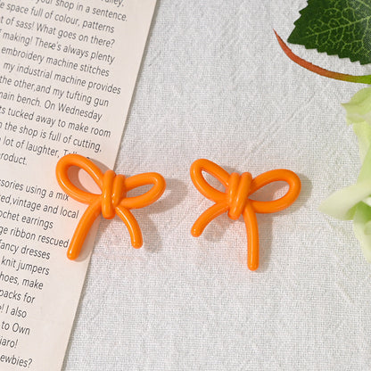 Colorful Hollow Bow Acrylic Beads 27mm Mixed Colors 100pcs 8