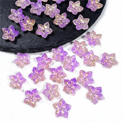 Czech Glass Beads Flower Five Petal 12mm Red Gold Spring 50pcs 2