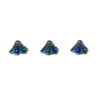 Alloy Trumpet Flower Bead Caps 9mm Blue Green Enamel 50pcs 5