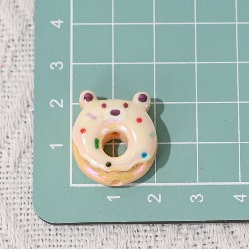 Animal Donut Resin Beads 20mm Glossy Pastel Shimmer 10pcs 10