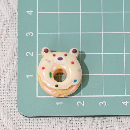Animal Donut Resin Beads 20mm Glossy Pastel Shimmer 10pcs 10