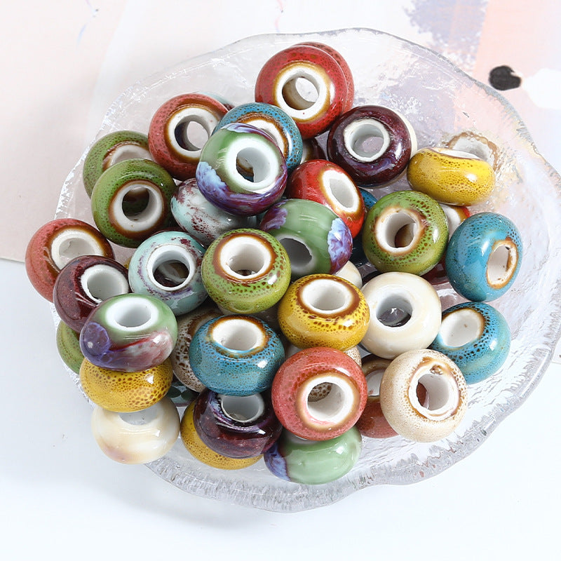 Ceramic Spacer Beads 15mm Fambe Glaze Large Hole 20pcs 3