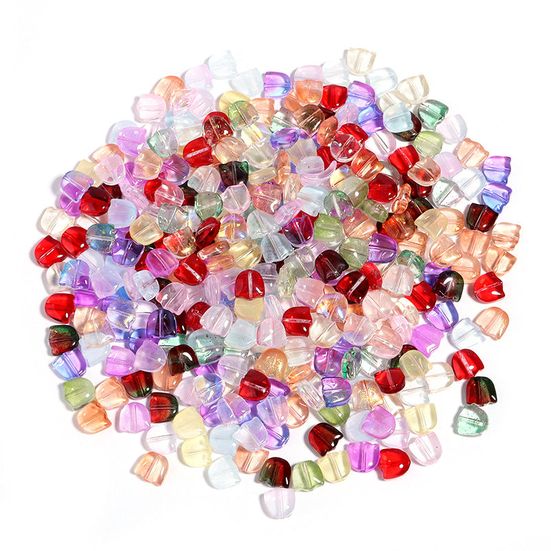 Czech Glass Beads Tulip Petals And Leaves Vintage Frosted 9mm 200pcs 6