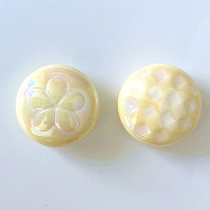 UV Plating Round Acrylic Beads 25mm Summer Fantasy Floret 100pcs 7