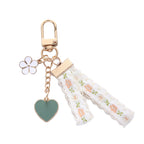 Alloy Daisy Lace Keychain Vintage Floral Charm with Golden Details 5