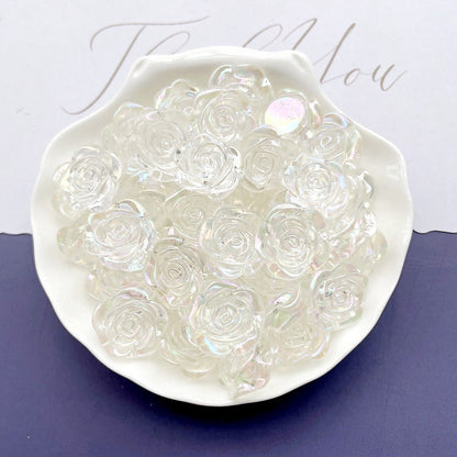 Transparent Camellia Acrylic Beads 12mm 19mm Iridescent AB 50pcs 6