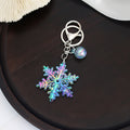Acrylic Snowflake Keychain Colorful Iridescent Blue Christmas Charm 6