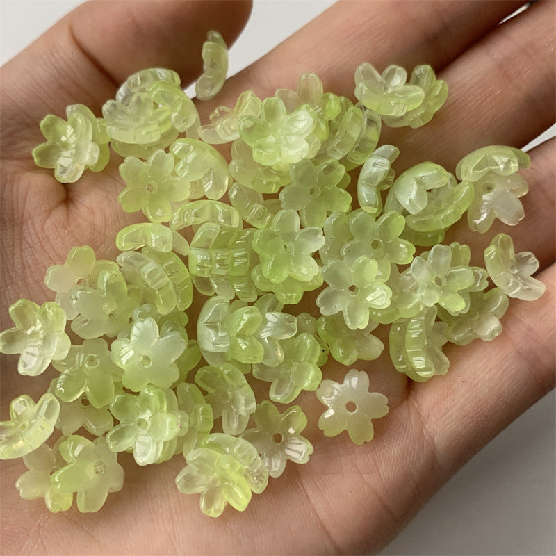 Cherry Blossom Flower Glass Beads 10mm Iridescent Mixed Colors 100pcs 14