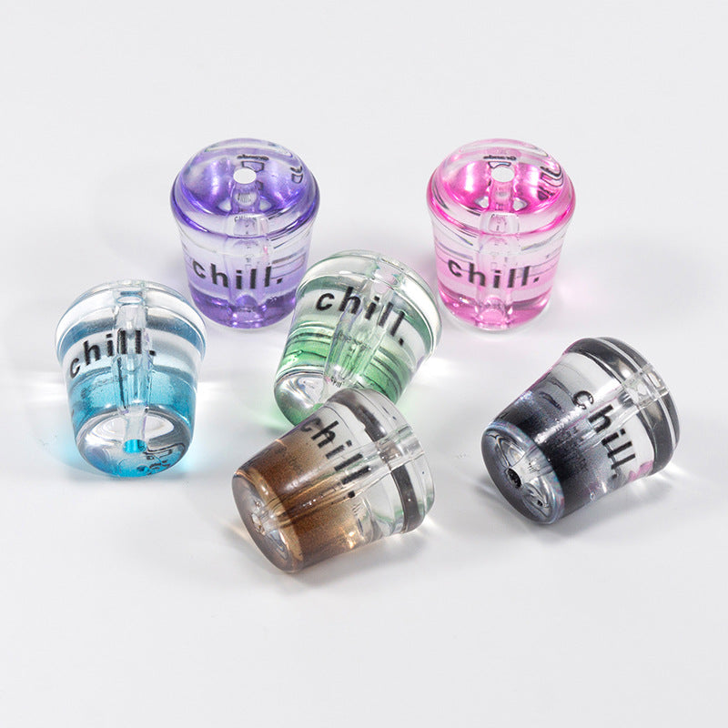 3D Bubble Tea Acrylic Beads 21mm Transparent Colorful 10pcs