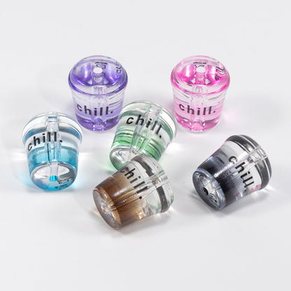 3D Bubble Tea Acrylic Beads 21mm Transparent Colorful 10pcs