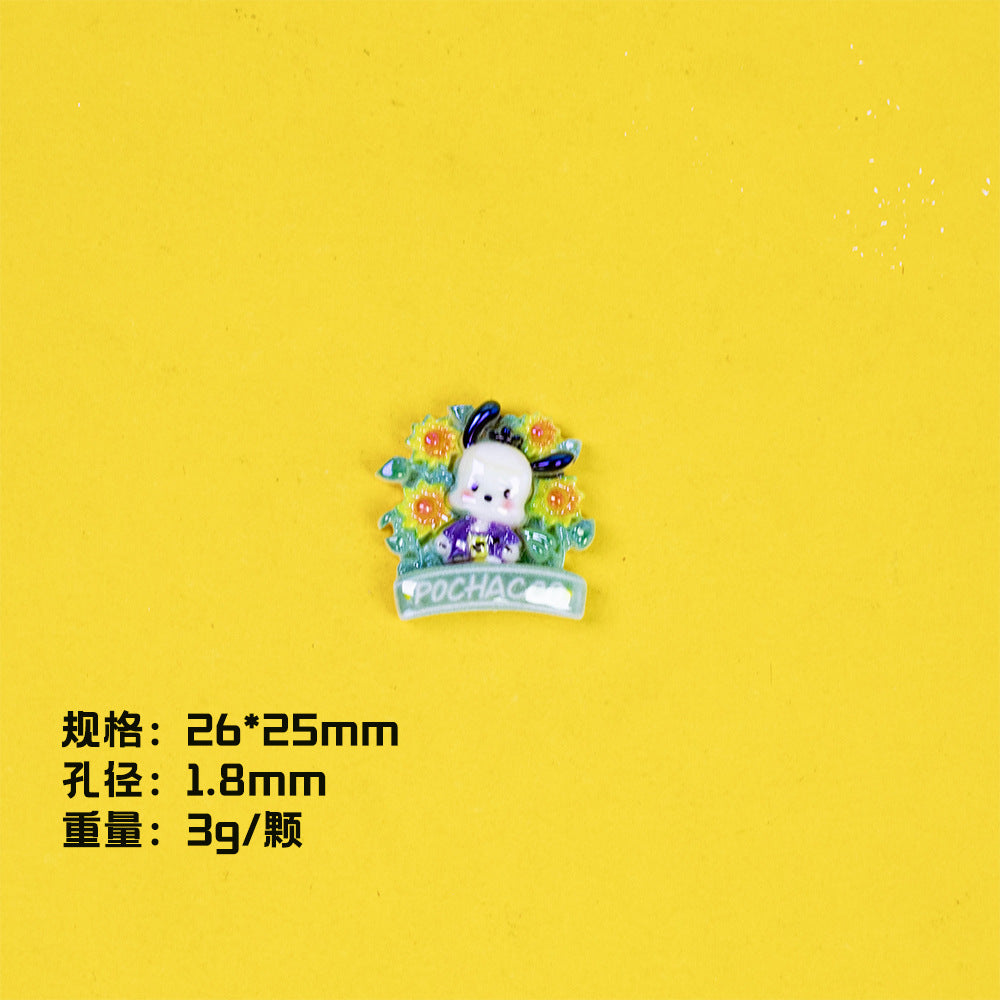 Glossy Sanrio Wreath Resin Beads Playful Pastel Floral 10pcs 11