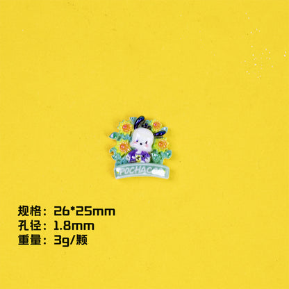 Glossy Sanrio Wreath Resin Beads Playful Pastel Floral 10pcs 11