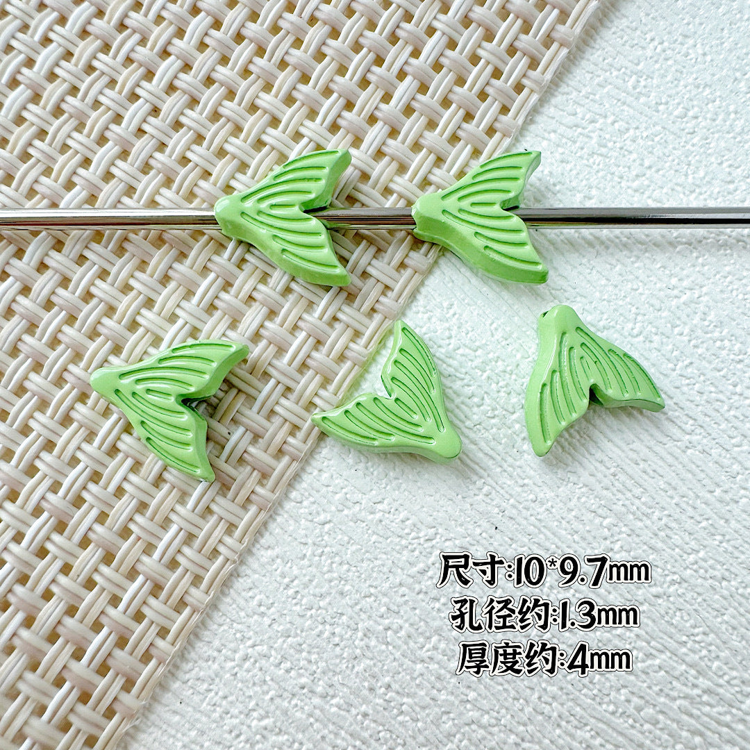 Shell and Mermaid Tail Metal Beads 14mm Glossy Pastel Painted Alloy 10pcs 19