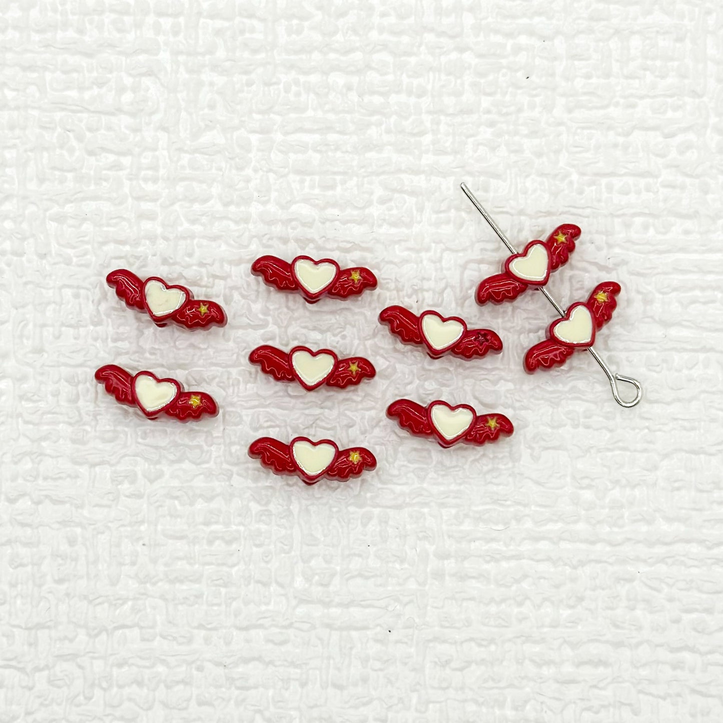 Heart Wing Metal Beads 14mm Bright Enamel Painted Alloy 20pcs 15