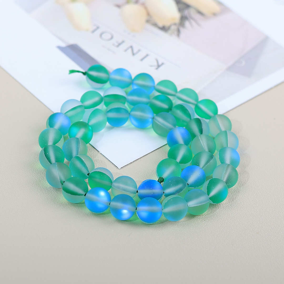Mermaid Round Glass Beads 6mm Matte Pastel Jewel Tones 40pcs 20