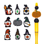 Silicone Focal Beads Halloween Dwarf Pumpkin Holding Brooms 20pcs