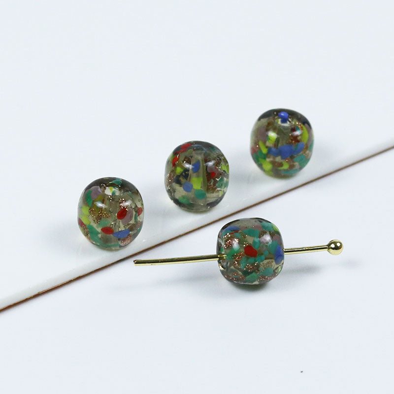 Lampwork Glass Beads Round 11mm Colorful Floral Filled 20pcs 5