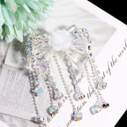 Fancy Tassel Rose Bow Acrylic Beads 40mm Rhinestone 3pcs 6