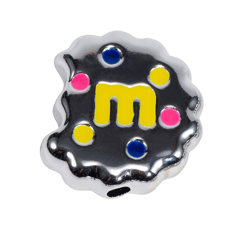 Hand Painted Bitten Cookie Acrylic Beads 22mm Enamel Glossy 10pcs 47