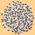 Tai Chi Clay Beads 9mm Black And White Polymer 100pcs 3