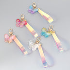 Acrylic Gradient Crystal Butterfly Wristlet Keychain Colorful