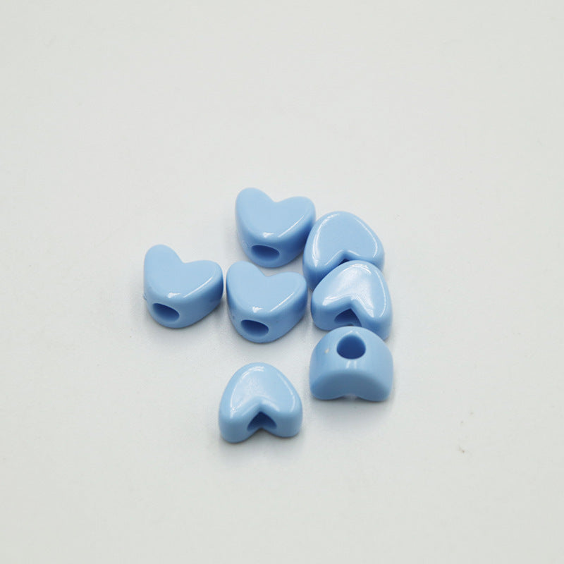 Macaron Colored Heart Acrylic Beads 12mm Large Hole Pastel 100pcs 8