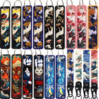 Double Sided Ukiyo Fabric Lanyard Keychain Japanese Motif 2pcs 2