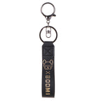 Leather Wristlet Keychain with Gold Embossed Bear Detail 6