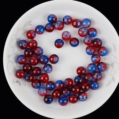 Crackle Glass Beads Round 10mm Dual Color Mixed 80pcs 27