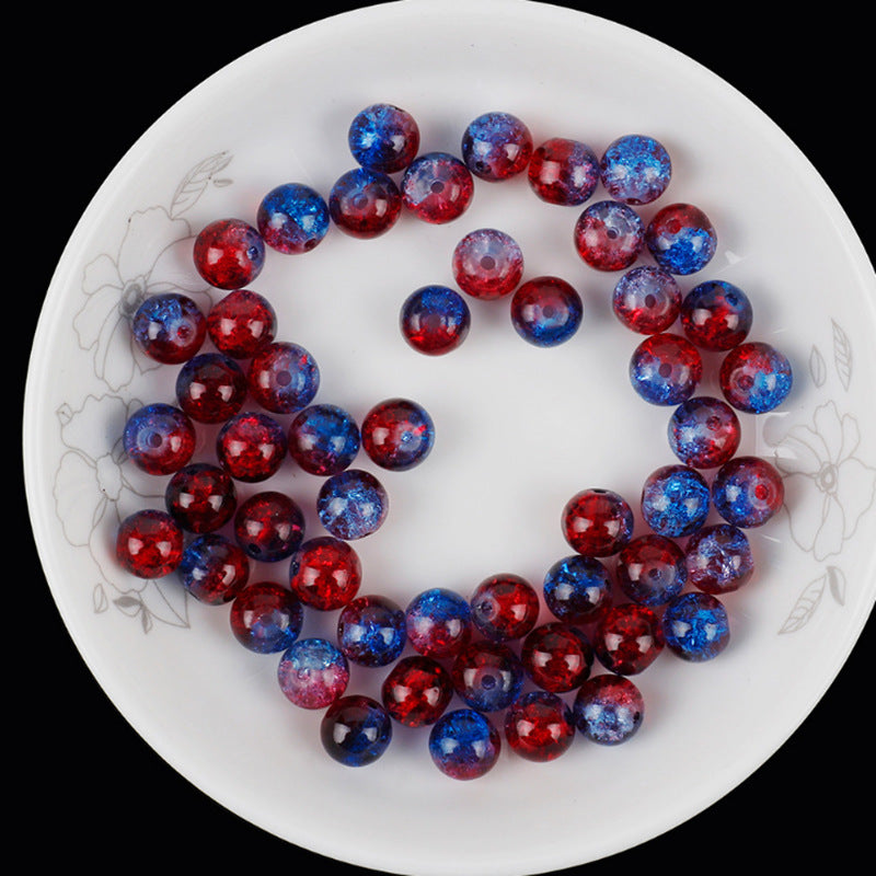 Crackle Glass Beads Round 10mm Dual Color Mixed 80pcs 27