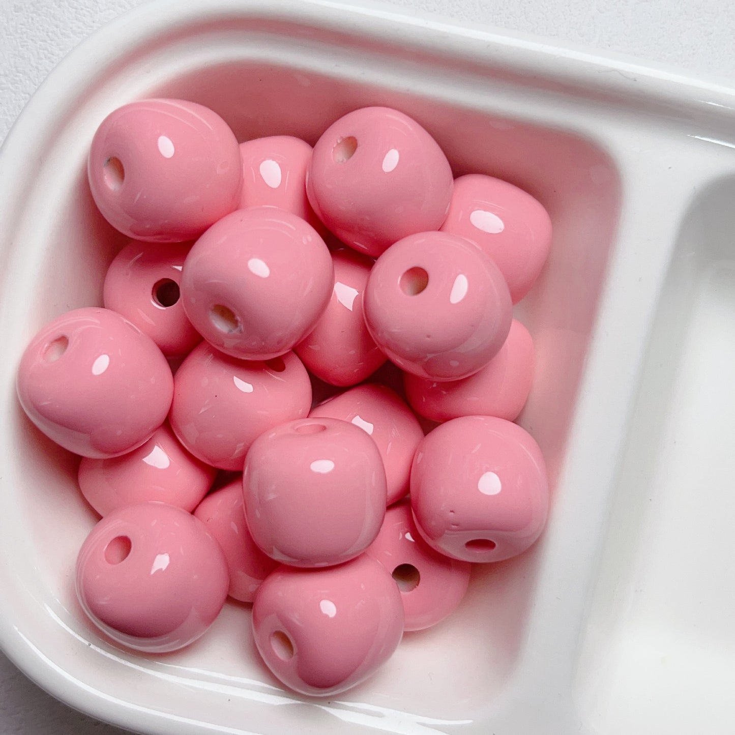 Painted Chubby Acrylic Beads 16mm Glossy Bright Colors 10pcs 11