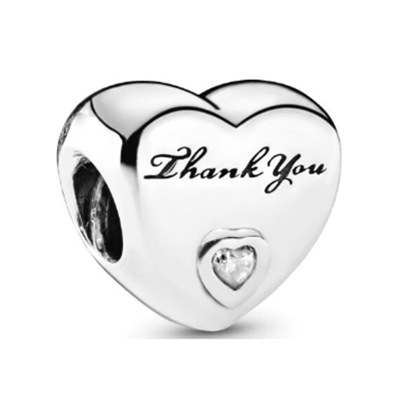 Heart Metal Beads Polished Silver Tone Large Hole 1pc 10
