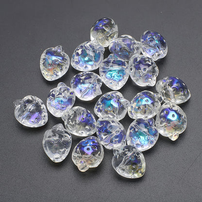 Electroplated Strawberry Glass Beads 13x16mm Iridescent 10pcs 11