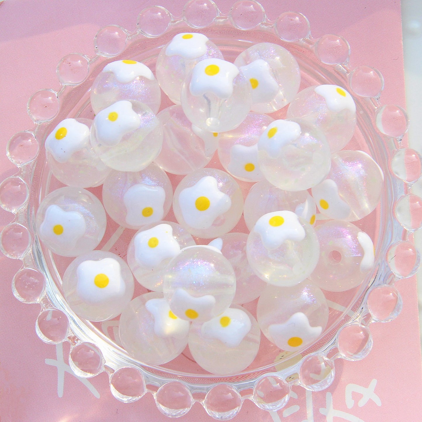 Painted Smiley Face Acrylic Beads 16mm Glow In The Dark 10pcs 16