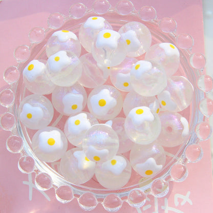 Painted Smiley Face Acrylic Beads 16mm Glow In The Dark 10pcs 16