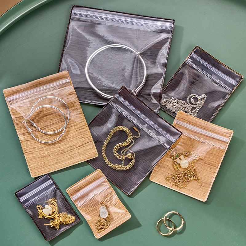 Wood Grain PVC Top Seal Ziplock Bags Clear Durable 10pcs 4x6-15x15cm 2