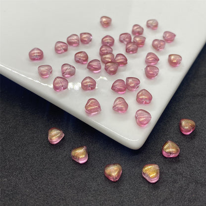 Czech Glass Beads Small Heart 6mm Peach Color 100pcs 11