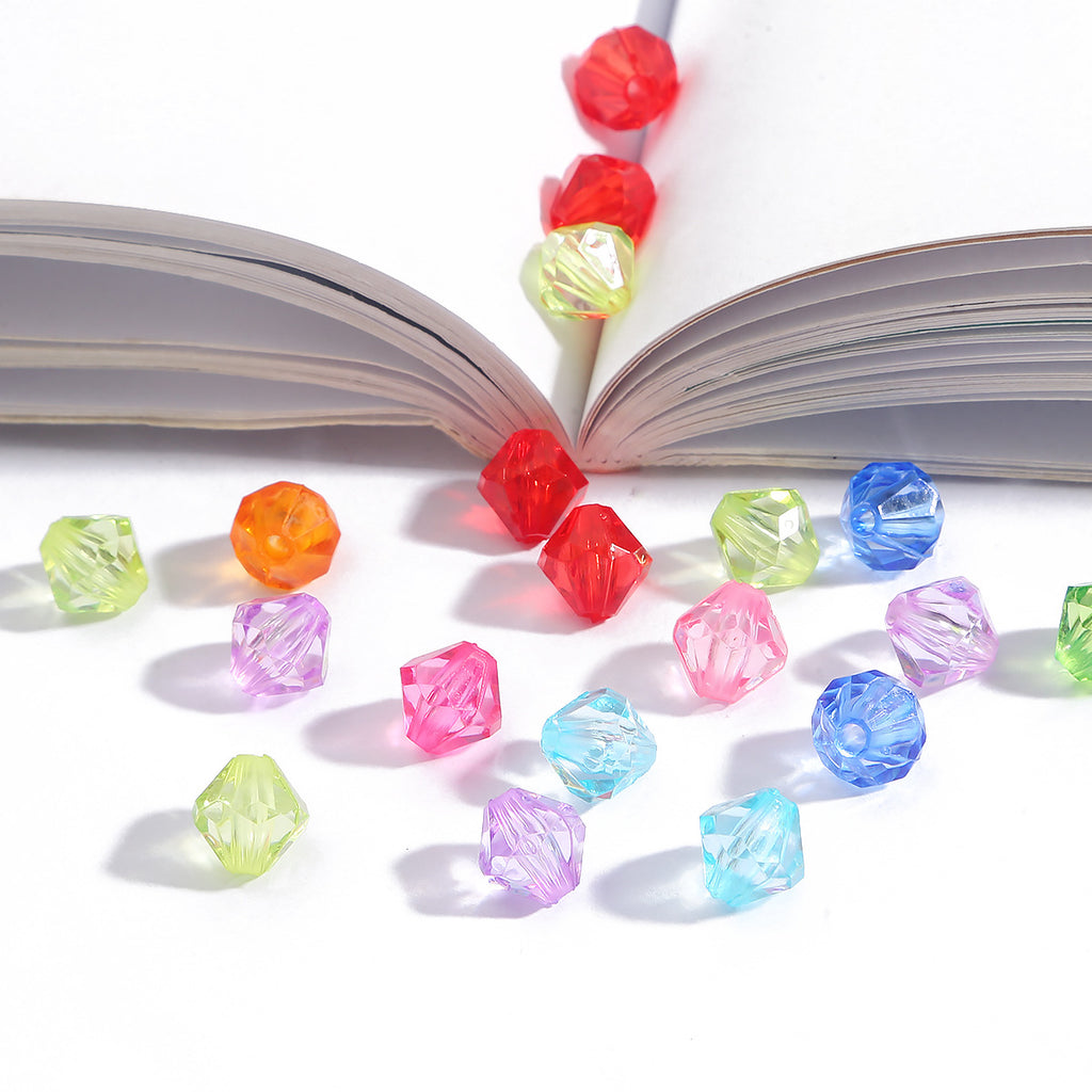Transparent Rhombus Acrylic Beads 4-10mm Colored Mixed 2