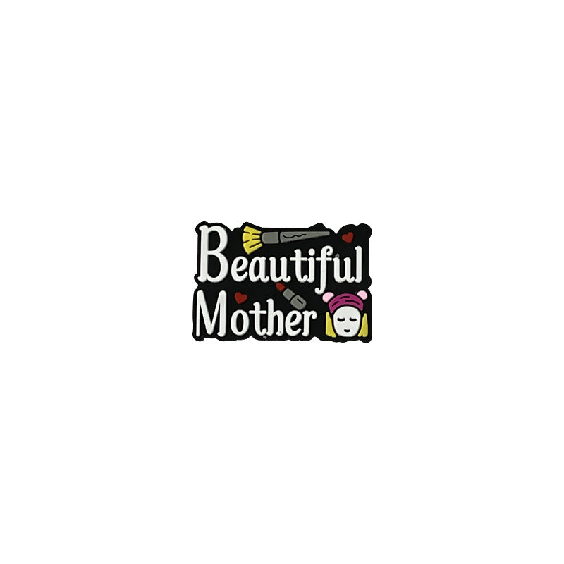 Silicone Focal Beads Mother Theme Playful Scripts Hearts 20pcs 6