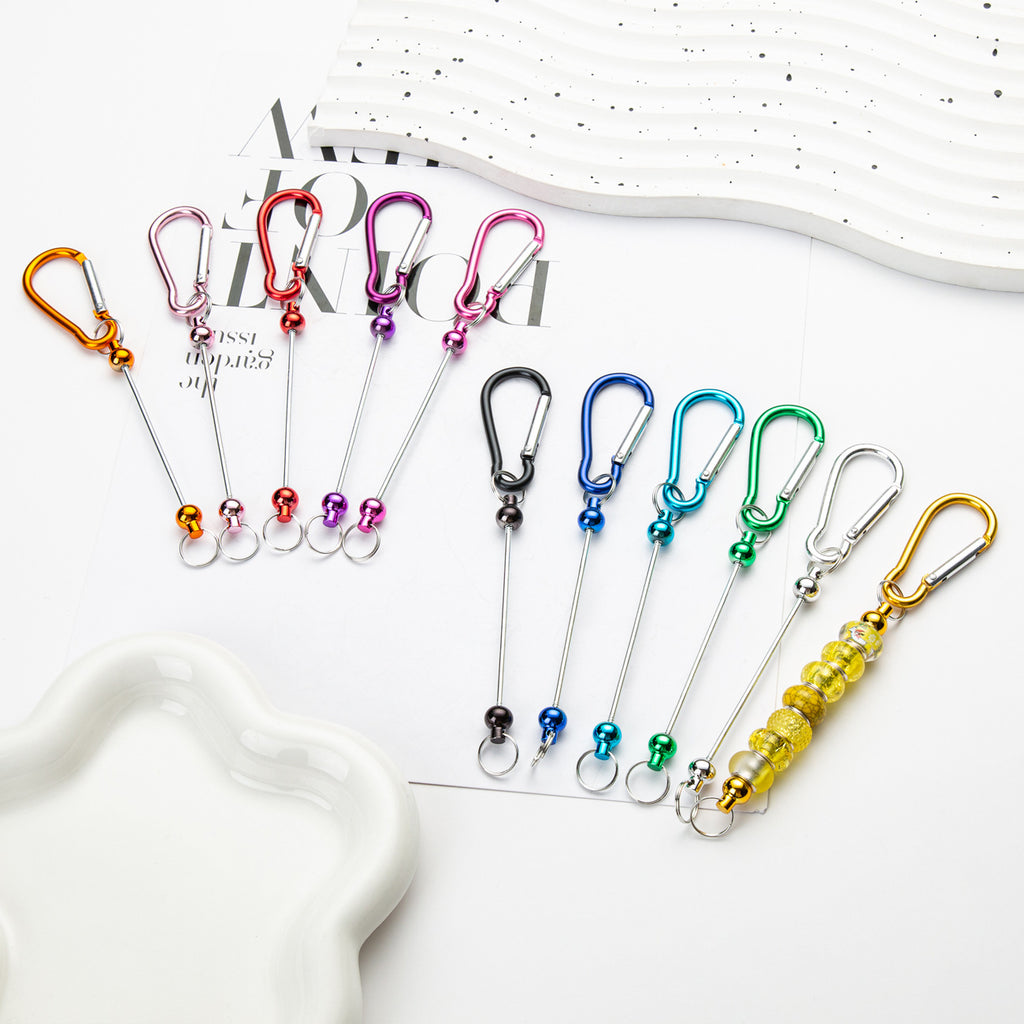 Beadable Carabiner Keychain Metal Shiny Frame Colorful Options